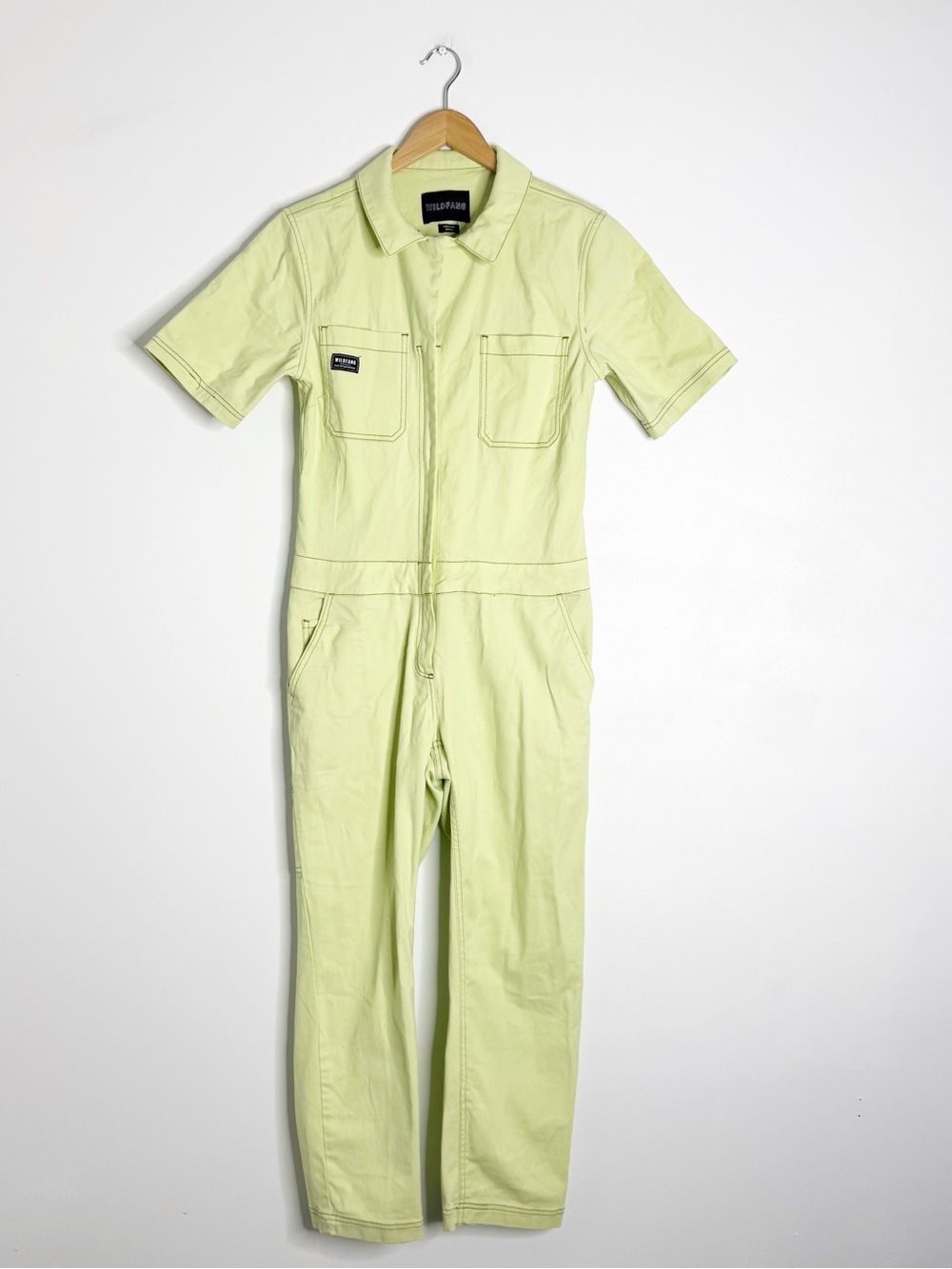 Wildfang Women’s Small Lime Green Short Sleeve Utility Coverall Jumpsuit